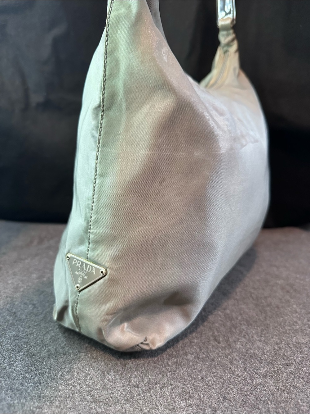 PRADA Hand Bag Nylon Gray Silver Authentic - Picture 5 of 14